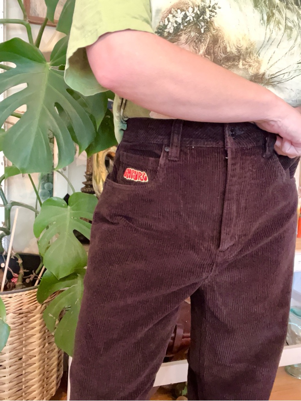 Vintage Empyre Womens Brown Tori 90s Corduroy High Waisted Wide Leg Skate Pants - Picture 2 of 11